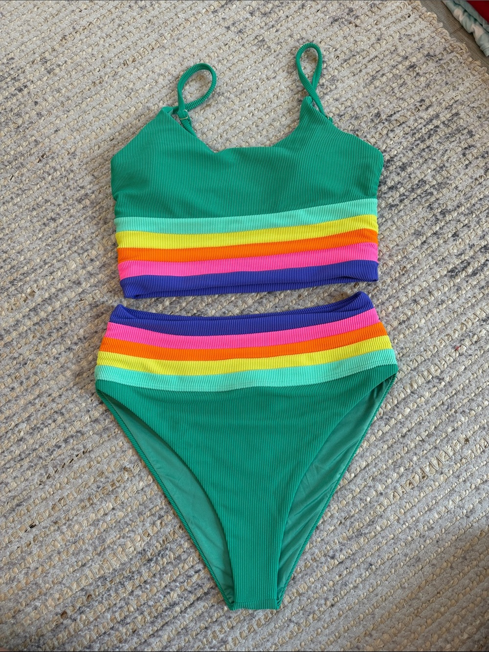 Beach Riot Mae & Millie Technicolor Bikini Set size S